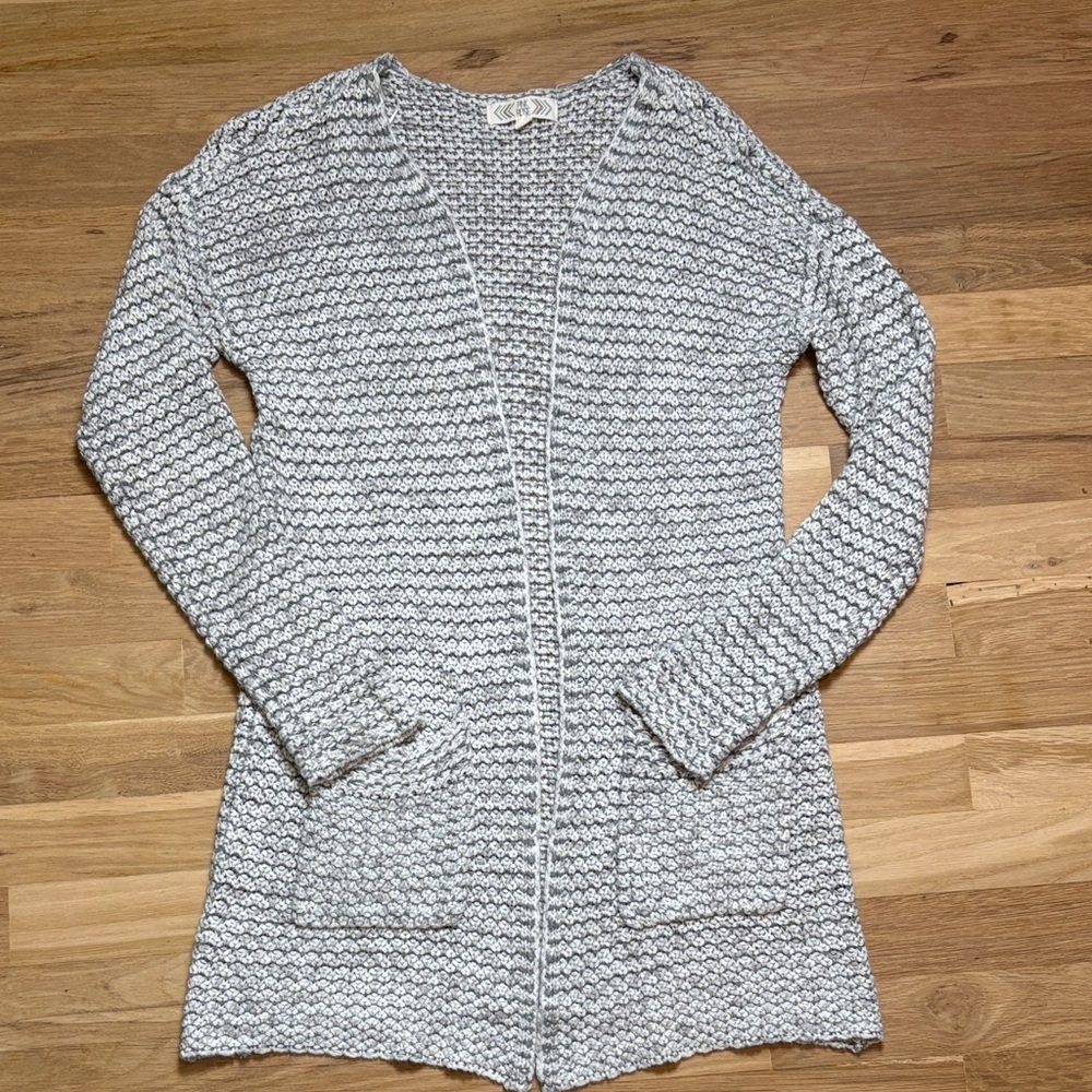 Pink Rose Textured Gray Knit Long Sleeve Cardigan Women’s M